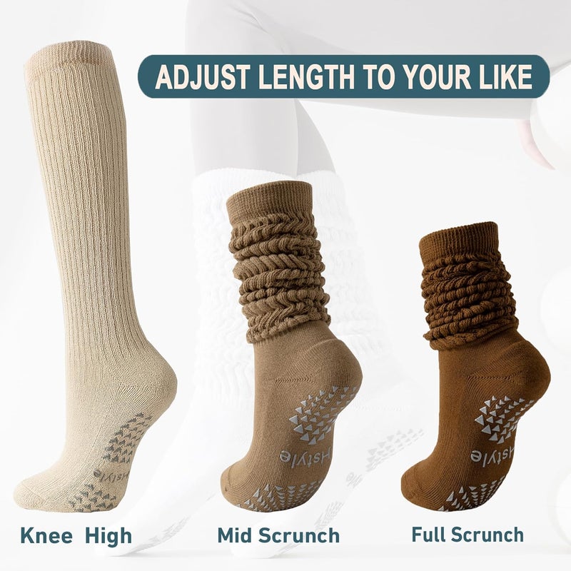 Hstyle Grip Pilates Socks for Women, Slouch Scrunch Yoga Barre Socks for Hospital Workout - Image 2
